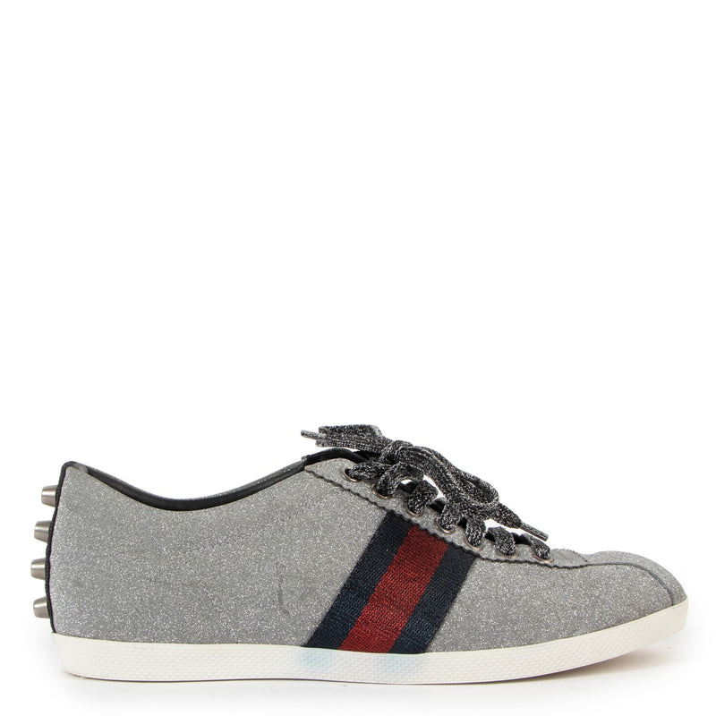 Gucci Glitter Web Studded Sneakers