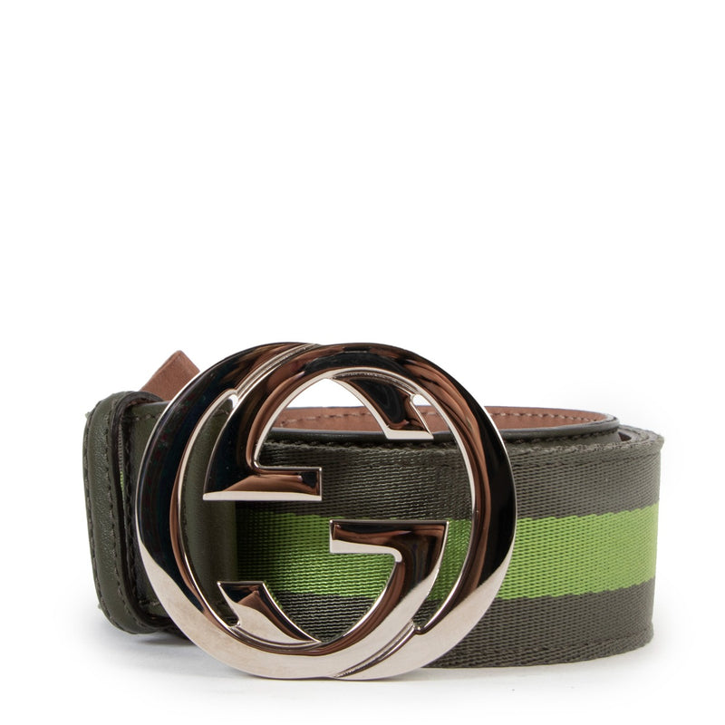 Gucci GG Buckle Green Web Belt
