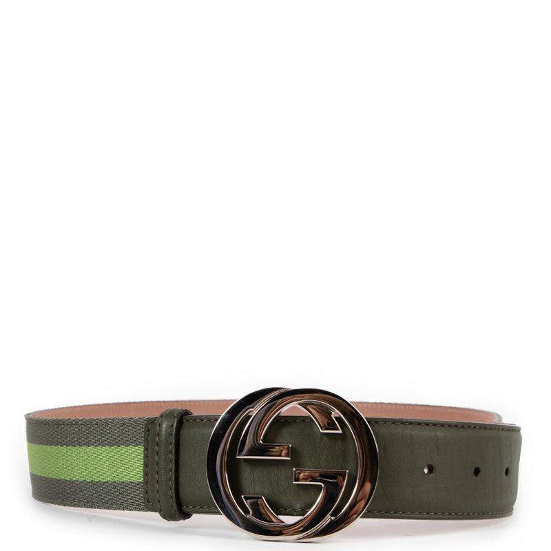Gucci GG Buckle Green Web Belt