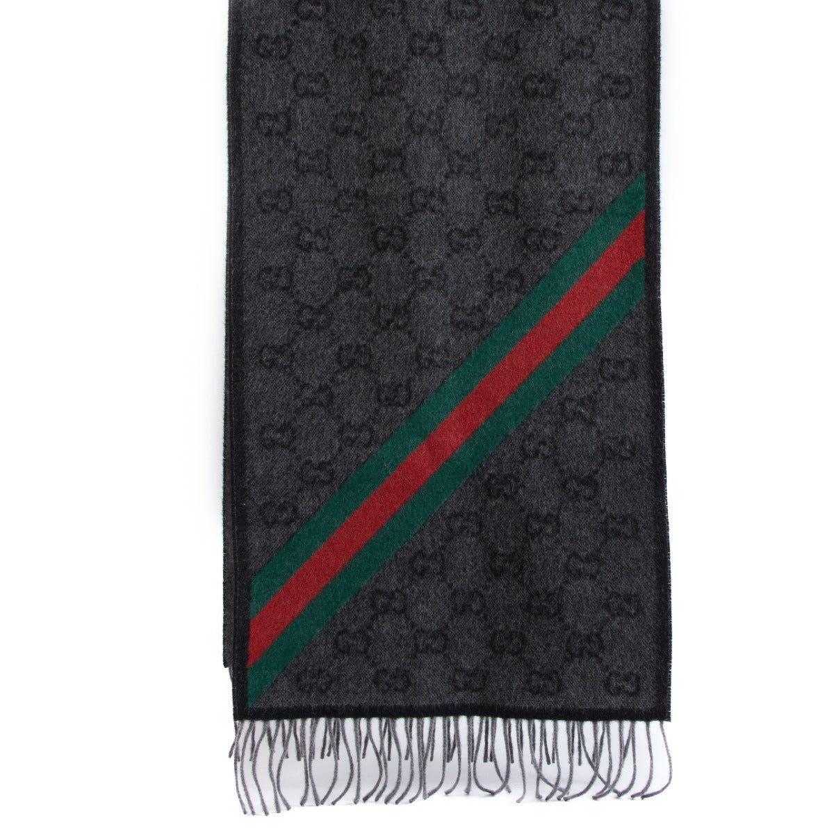 Écharpe Gucci en laine mélangée noire à motif GG Web