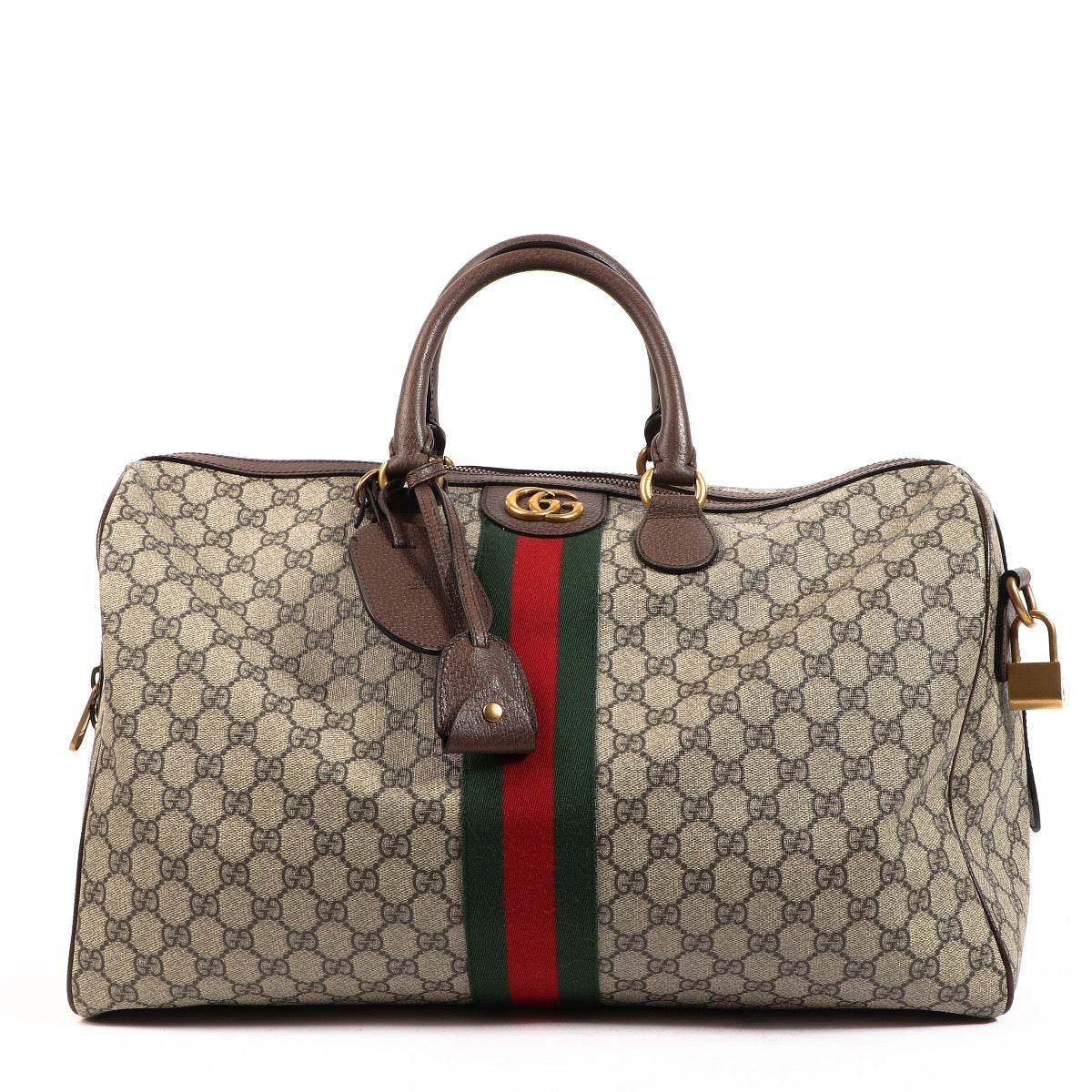 Buy an authentic second hand Gucci Savoy Medium GG Supreme Ophidia Duffle Bag in very good condition at Labellov