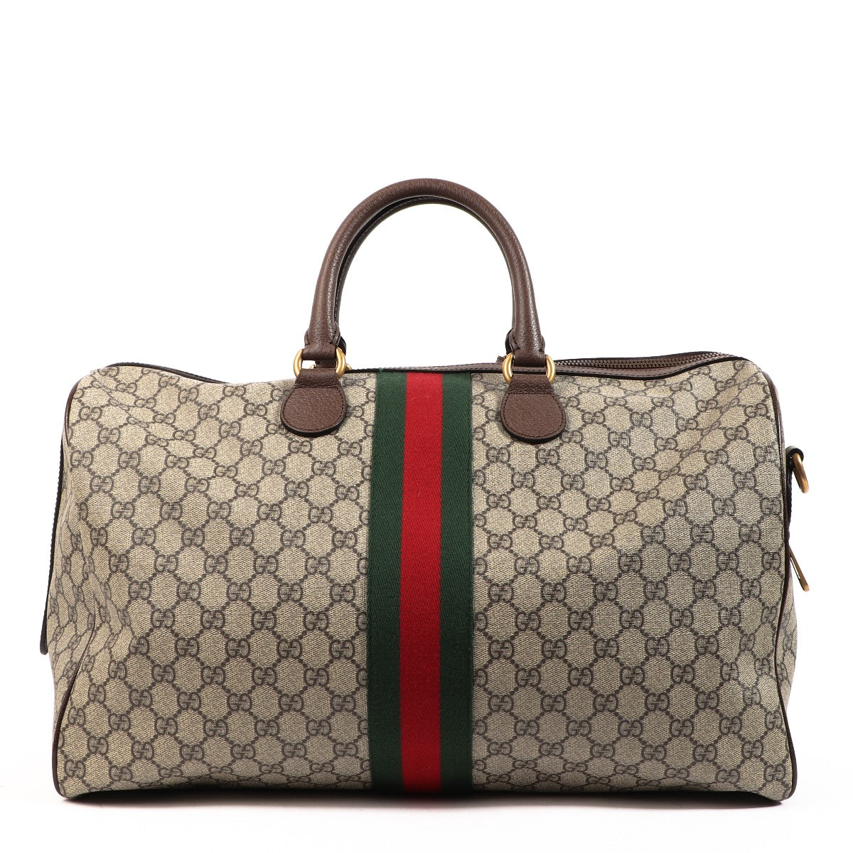 Buy an authentic second hand Gucci Savoy Medium GG Supreme Ophidia Duffle Bag in very good condition at Labellov