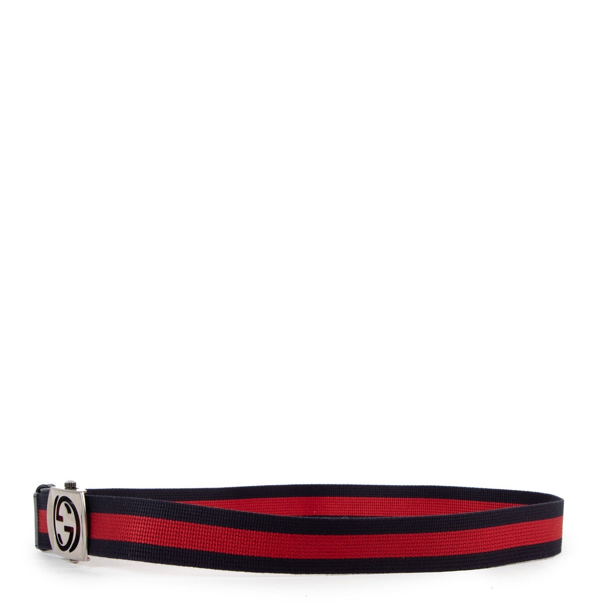 Gucci GG Cut-out Buckle Blue Web Belt