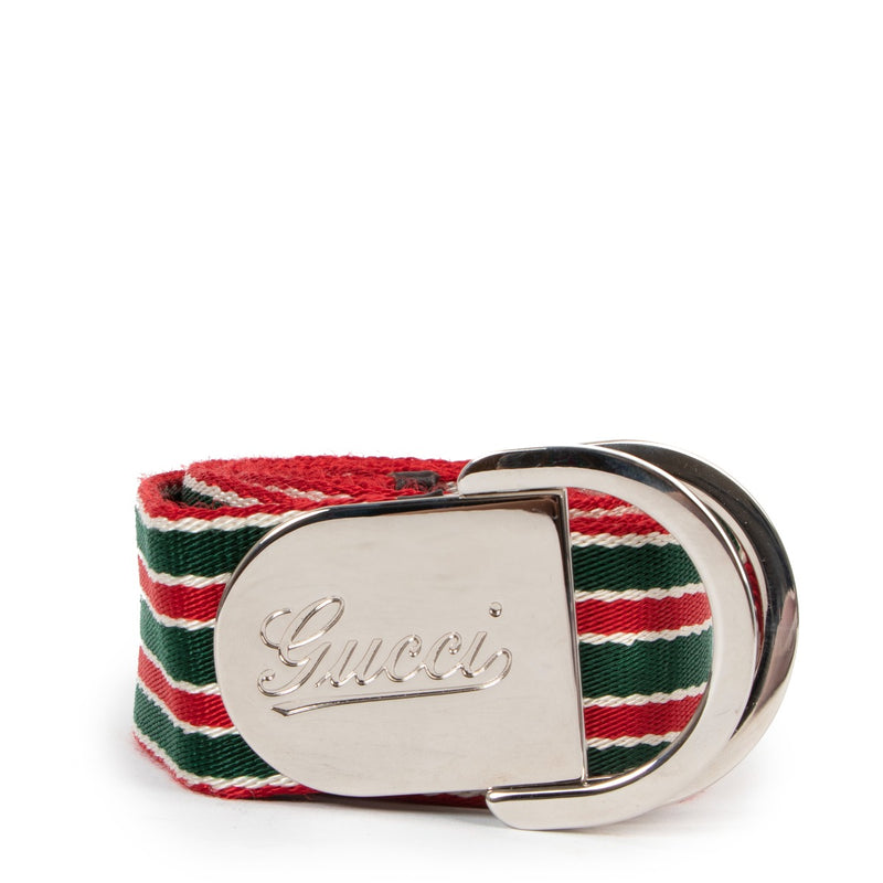 Gucci Striped Web Red/Green Nylon Belt