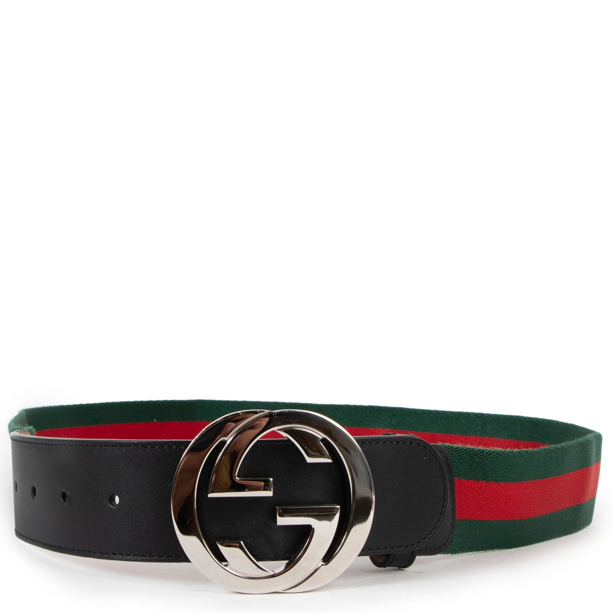 Gucci GG Buckle Red/Green Web Belt