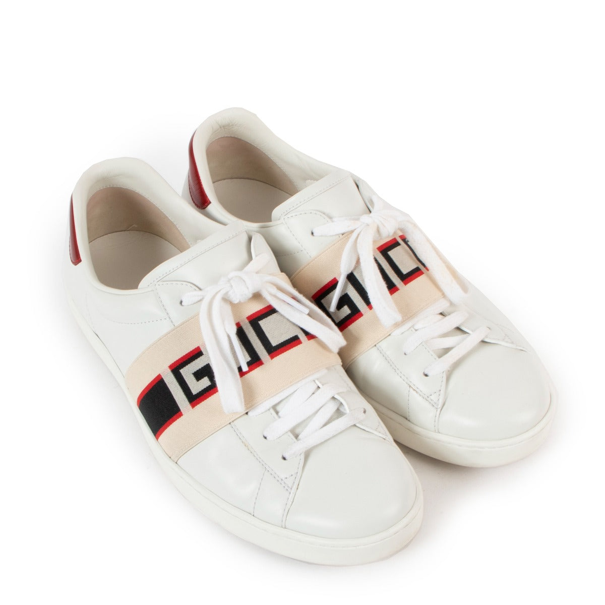 Gucci White Ace Elastic Band Sneakers