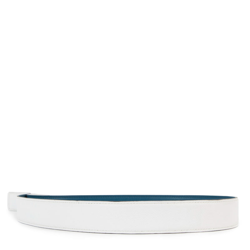 Hermès Bleu de Malte/White Swift/Epsom Reversible Leather Strap