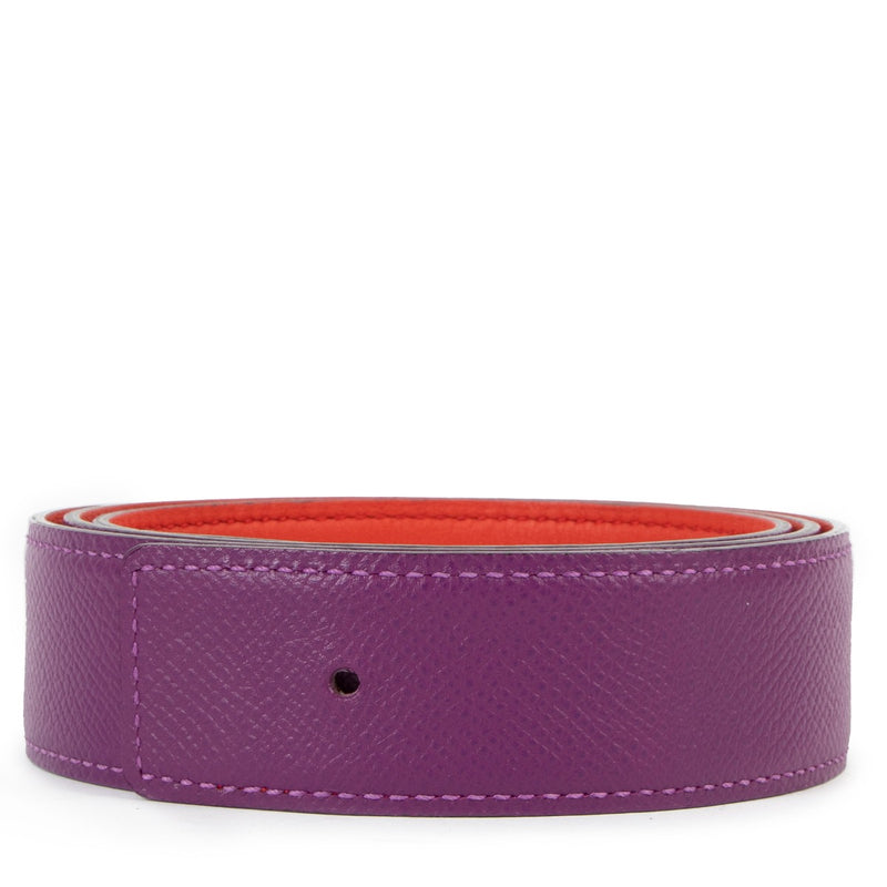 Hermès Anemone/Capucine Epsom/Swift Reversible Belt Strap