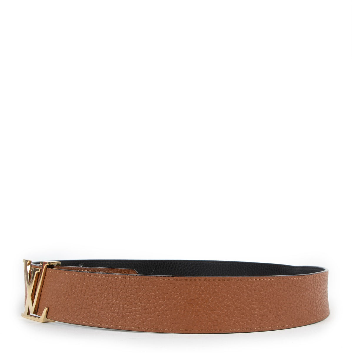Louis Vuitton Initials Reversible Camel/Black Taurillon Leather Belt