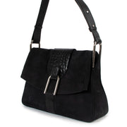 Delvaux Spring/Summer 2016 Givry Nubuck Cheyenne/Alligator Gel Black Shoulder Bag