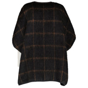 Brunello Cucinelli Black & Brown Check Alpaca Wool Poncho