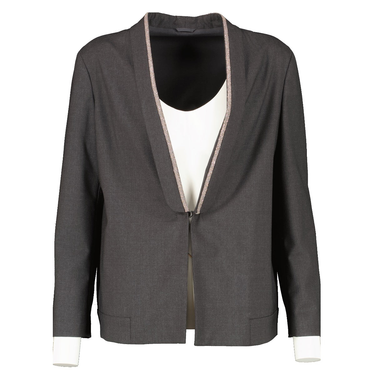Shop safe online at Labellov in Antwerp and Knokke this 100% authentic second hand Brunello Cucinelli Grey Jacket - Size 42