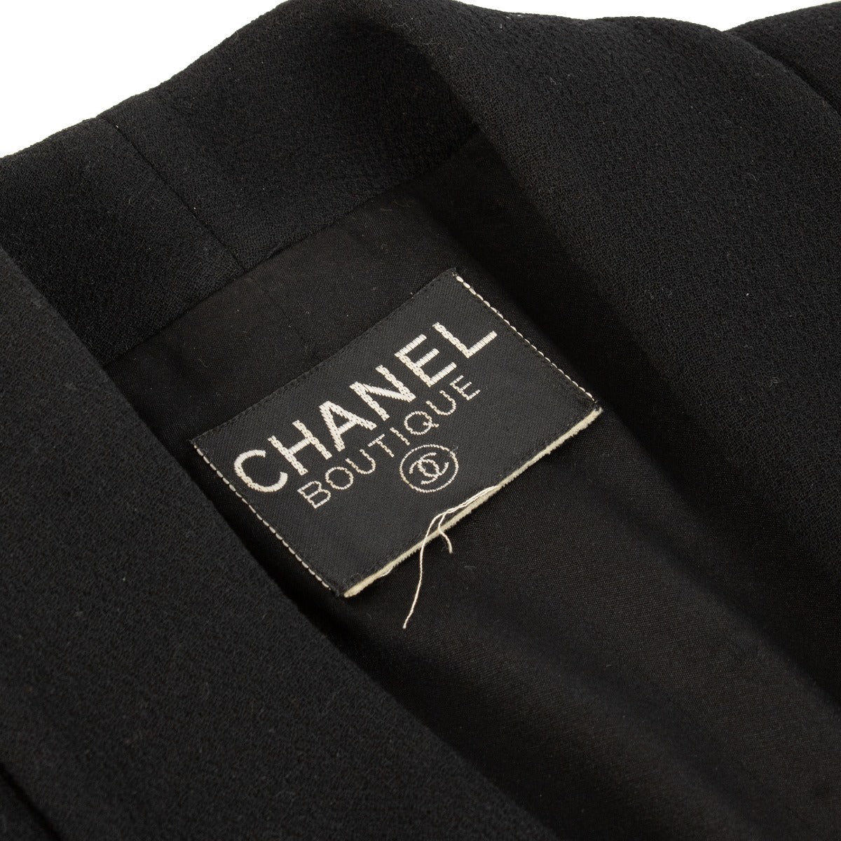 Chanel Vintage Zwarte Wollen Jas met Gouden CC-knopen