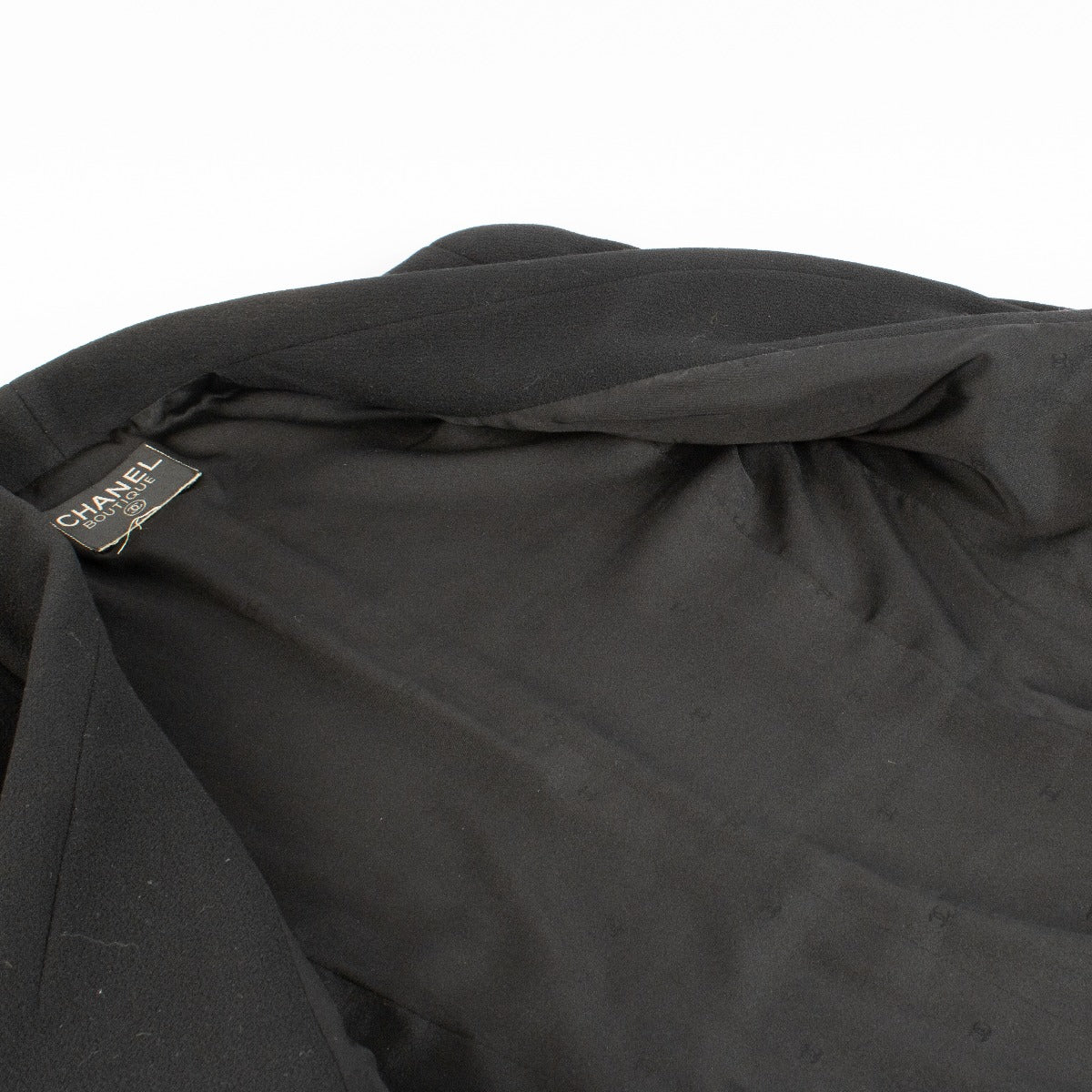 Chanel Vintage Zwarte Wollen Jas met Gouden CC-knopen