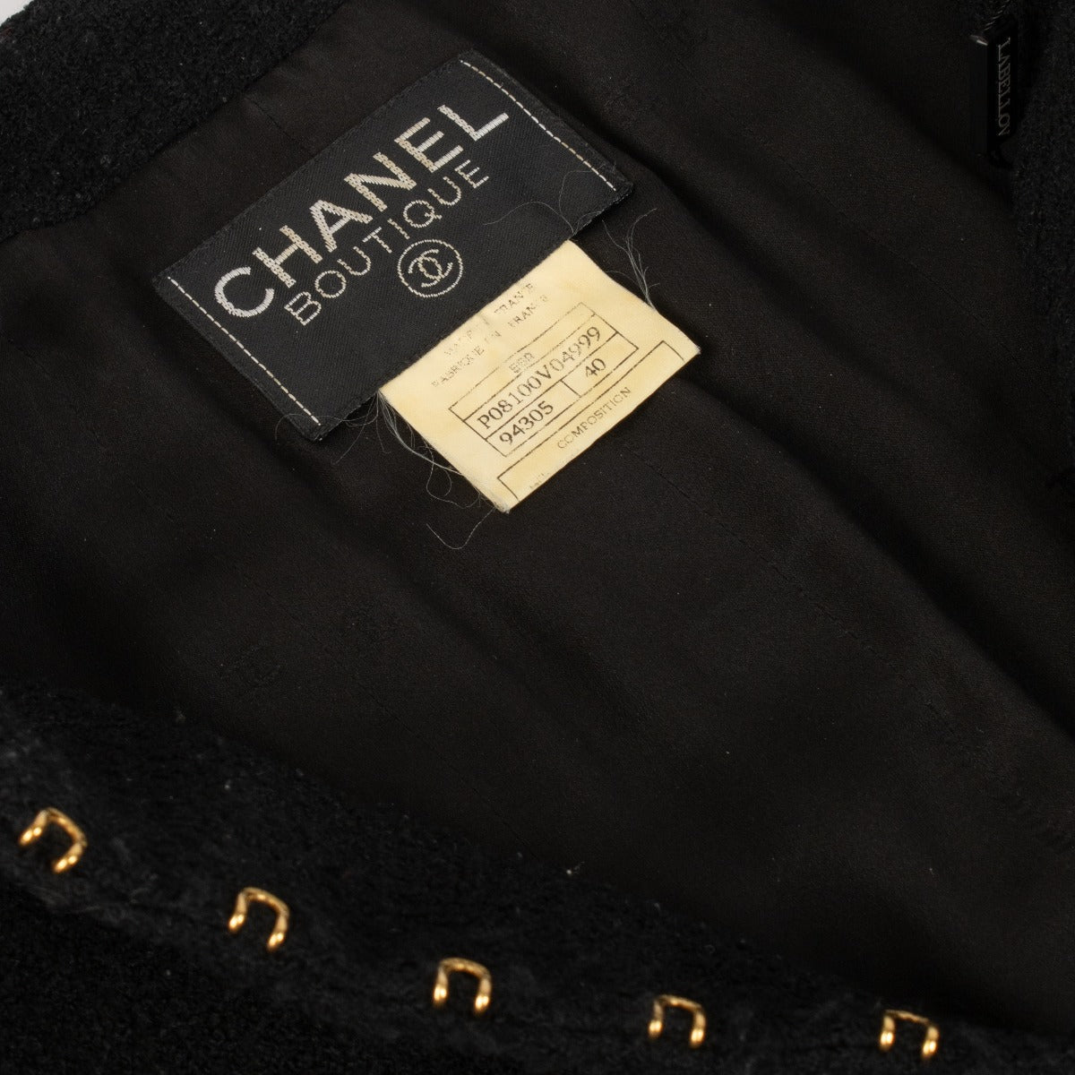 Chanel 96A Black Tweed Scarf/Jacket/Skirt Set - Size FR40