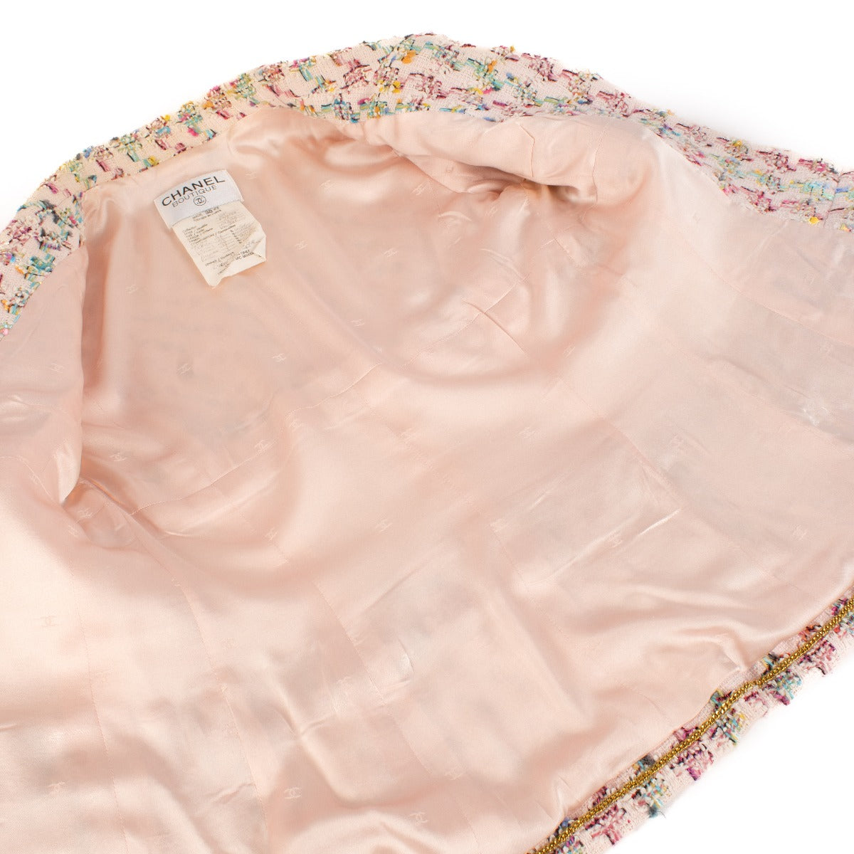 Ensemble veste et jupe en tweed rose fantaisie Chanel 95P, collection défilé - Taille FR38