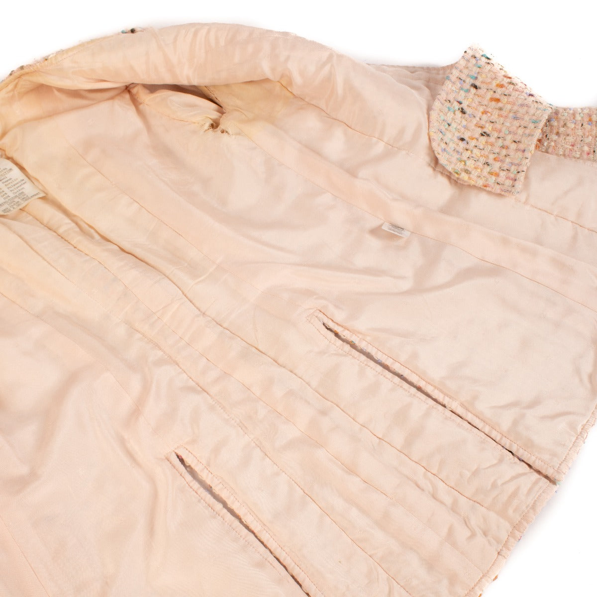 Chanel 94P Runway Pastelroze Tweed Jasje/Jurk Set - Maat FR42