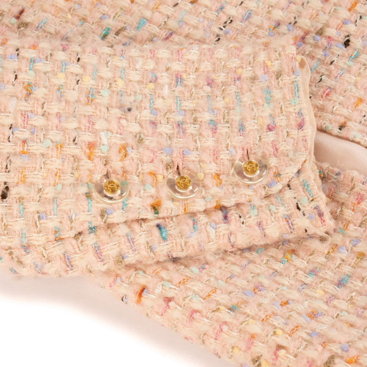 Chanel 94P Runway Pastelroze Tweed Jasje/Jurk Set - Maat FR42