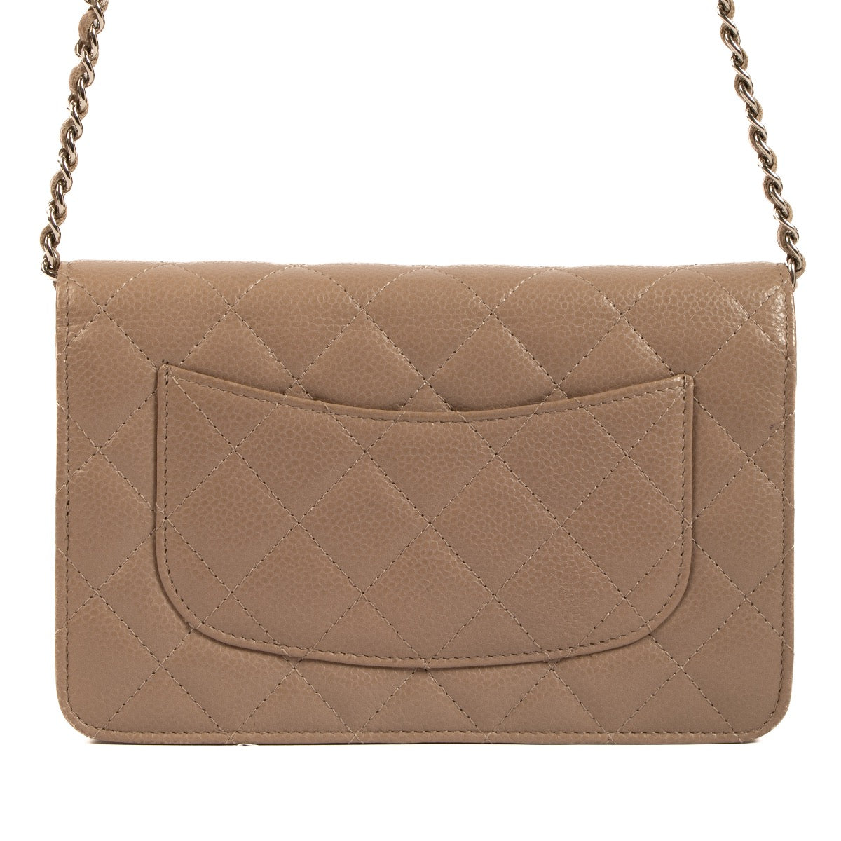 Chanel Taupe Caviar Leather WOC Wallet on Chain Bag for the best price at Labellov secondhand luxury. We buy and sell your preloved and new designer bags for the best price.