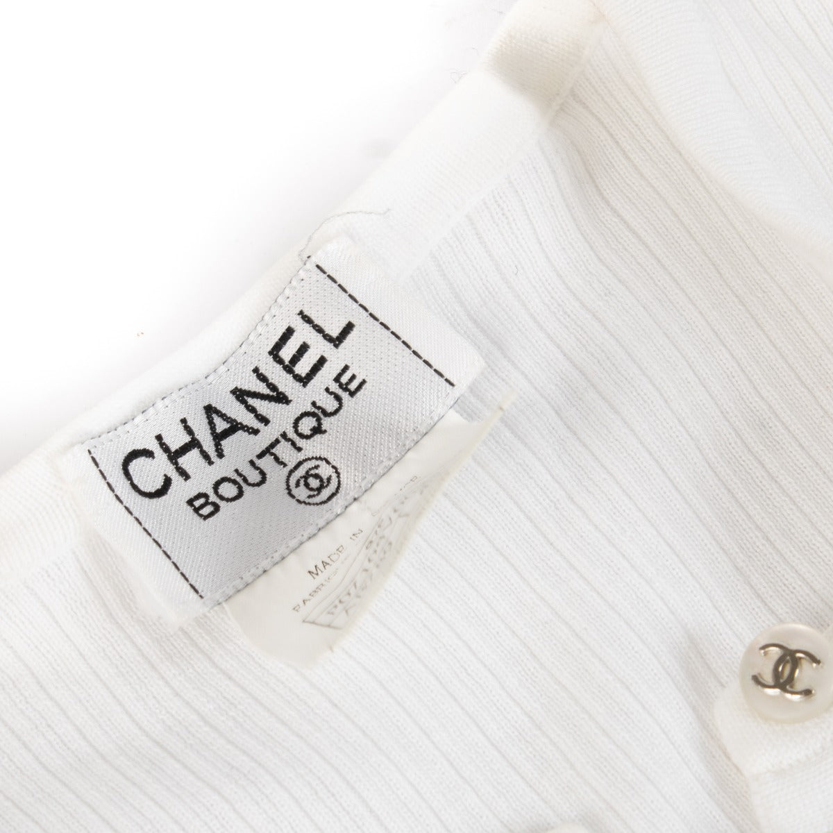 Chanel 97P White Cotton CC Button Sleeveless Top - Size FR40