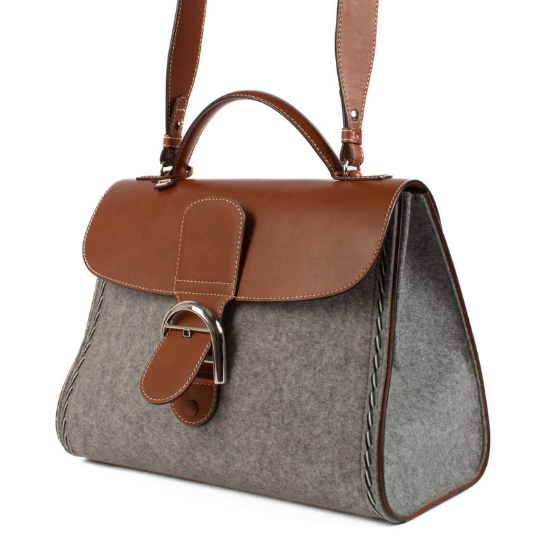 We buy and sell your preloved and brand new designer Delvaux Grey Felt Siera Calf Brillant GM