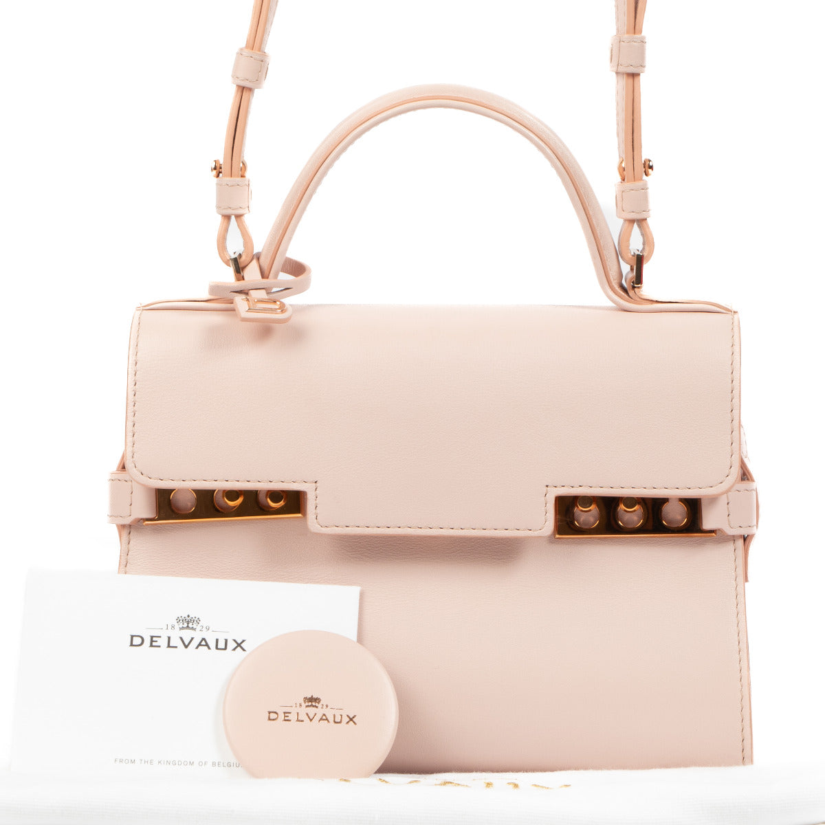 Delvaux Tempête Mini Calf Souple Nude Top Handle Bag