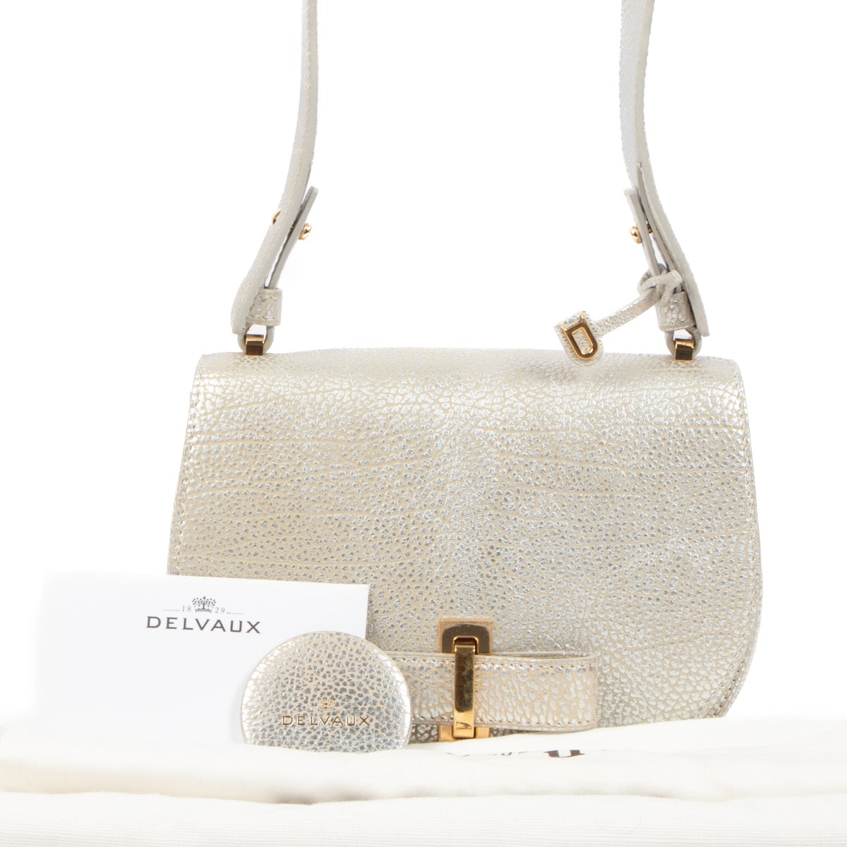 shop 100% authentic second hand Delvaux Le Mutin Mini Army Antique Silver Crispy Calf on Labellov.com