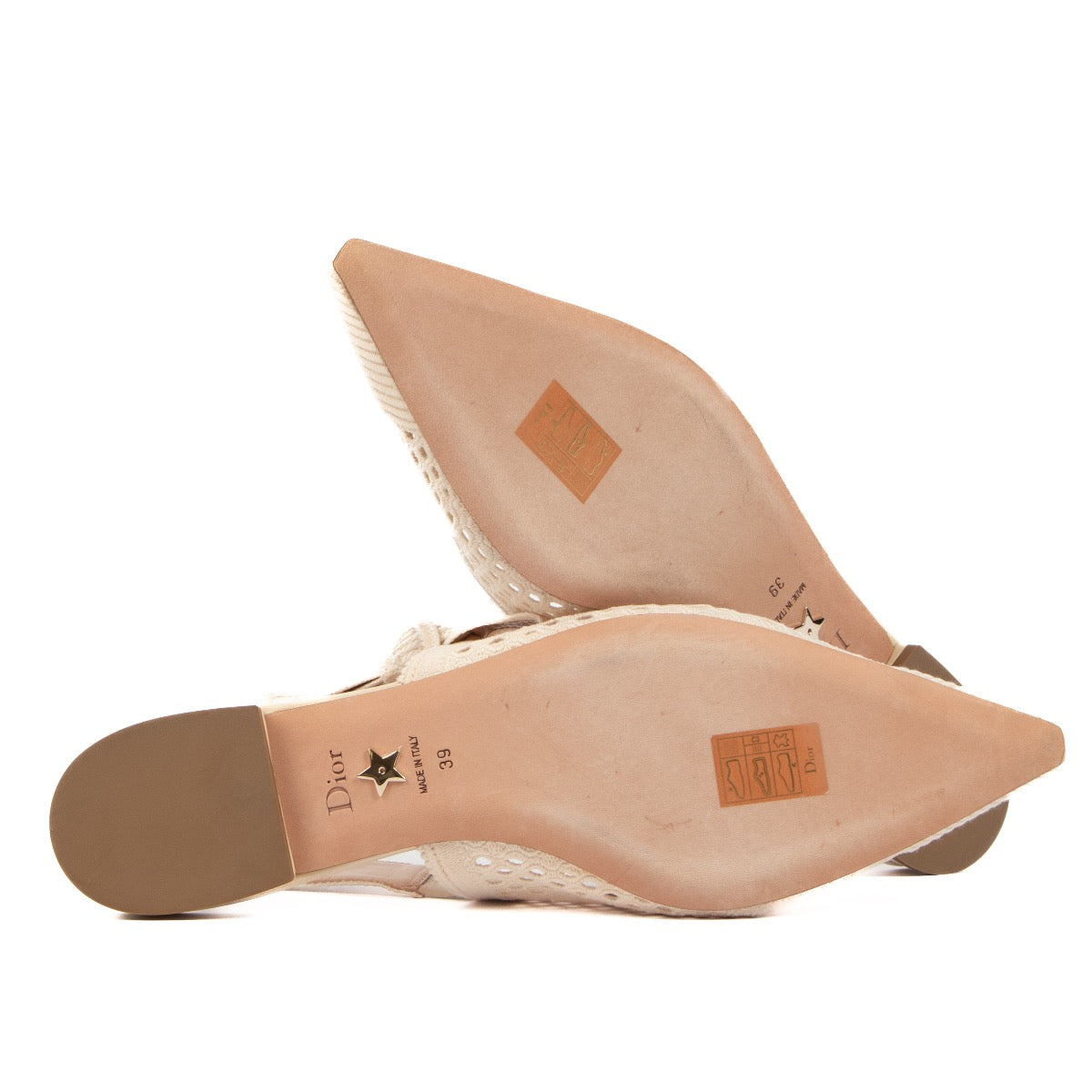 Shop safe online at Labellov in Antwerp, Brussels and Knokke these 100% authentic second hand Christian Dior Beige Fabric Mesh Slingback Flats - size 39