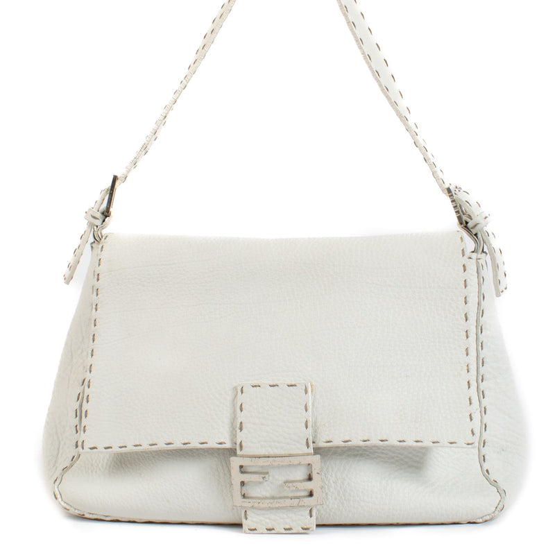 shop 100% authentic second hand Fendi White Selleria Mama Baguette Shoulder Bag on Labellov.com