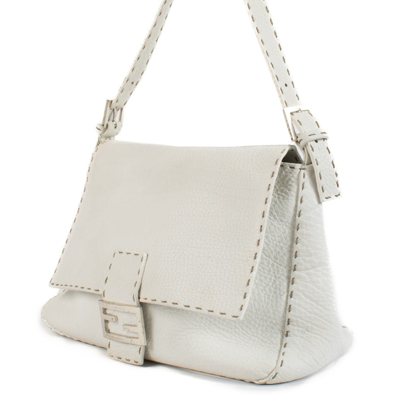 shop 100% authentic second hand Fendi White Selleria Mama Baguette Shoulder Bag on Labellov.com