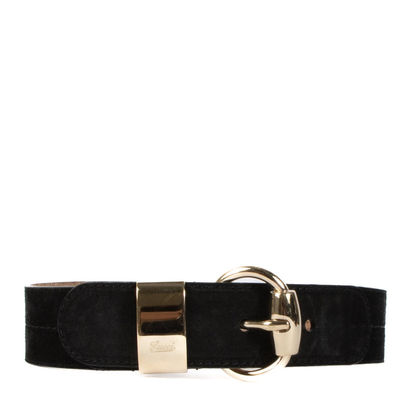 shop 100% authentic second hand Gucci Black Horsebit Wide Belt - Size 75 on Labellov.com