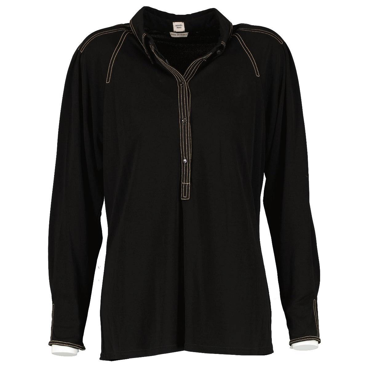 Hermès Black Contrast Stitch Blouse