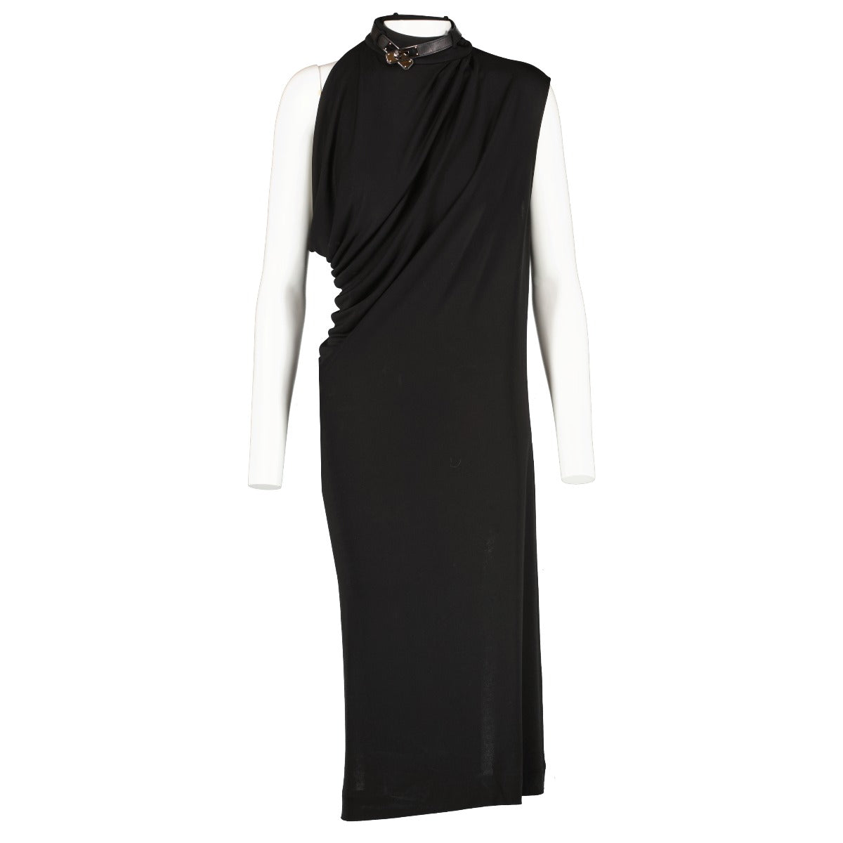 Hermès Black Kelly Choker Asymmetric Dress