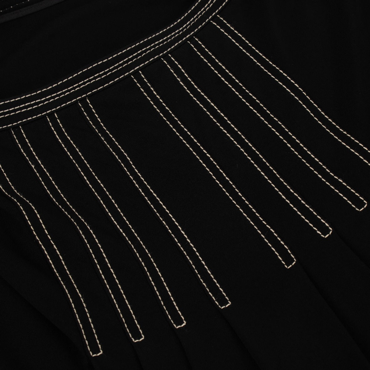 Hermès Black Contrast Stitch Pleated Knee-Length Skirt - Size FR40