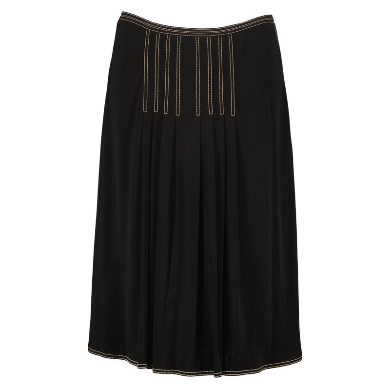 Hermès Black Stitch Pleated Knee-Length Skirt