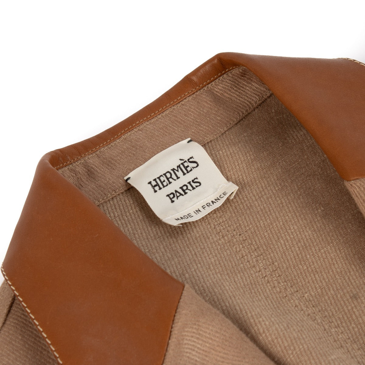 Hermès Camel Linnen Blend Leather Trim Blazer - Size FR40