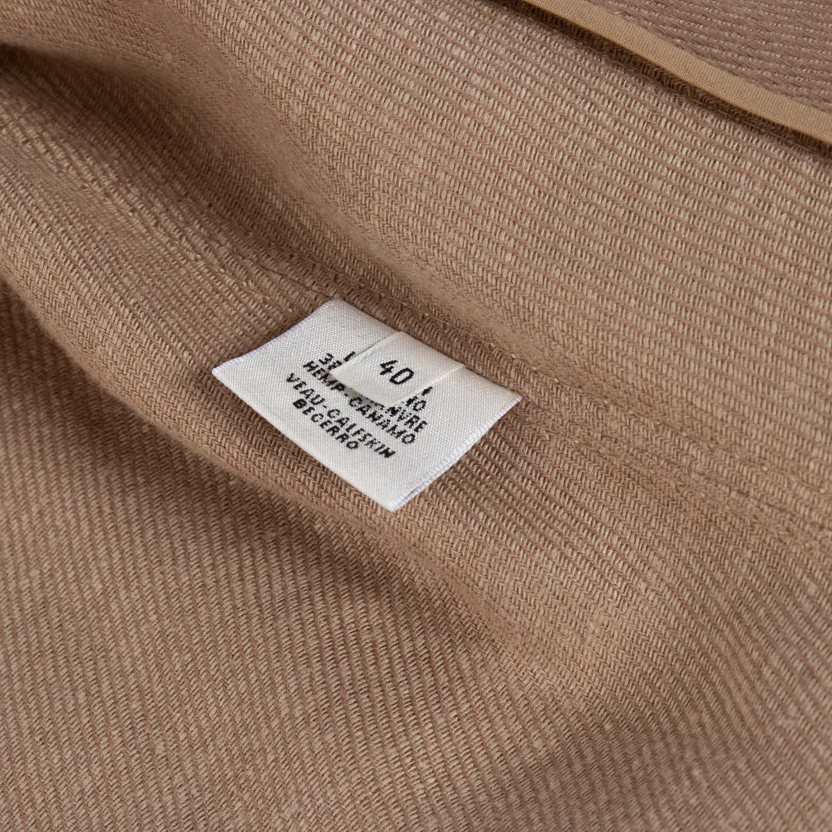 Hermès Camel Linnen Blend Leather Trim Blazer - Size FR40