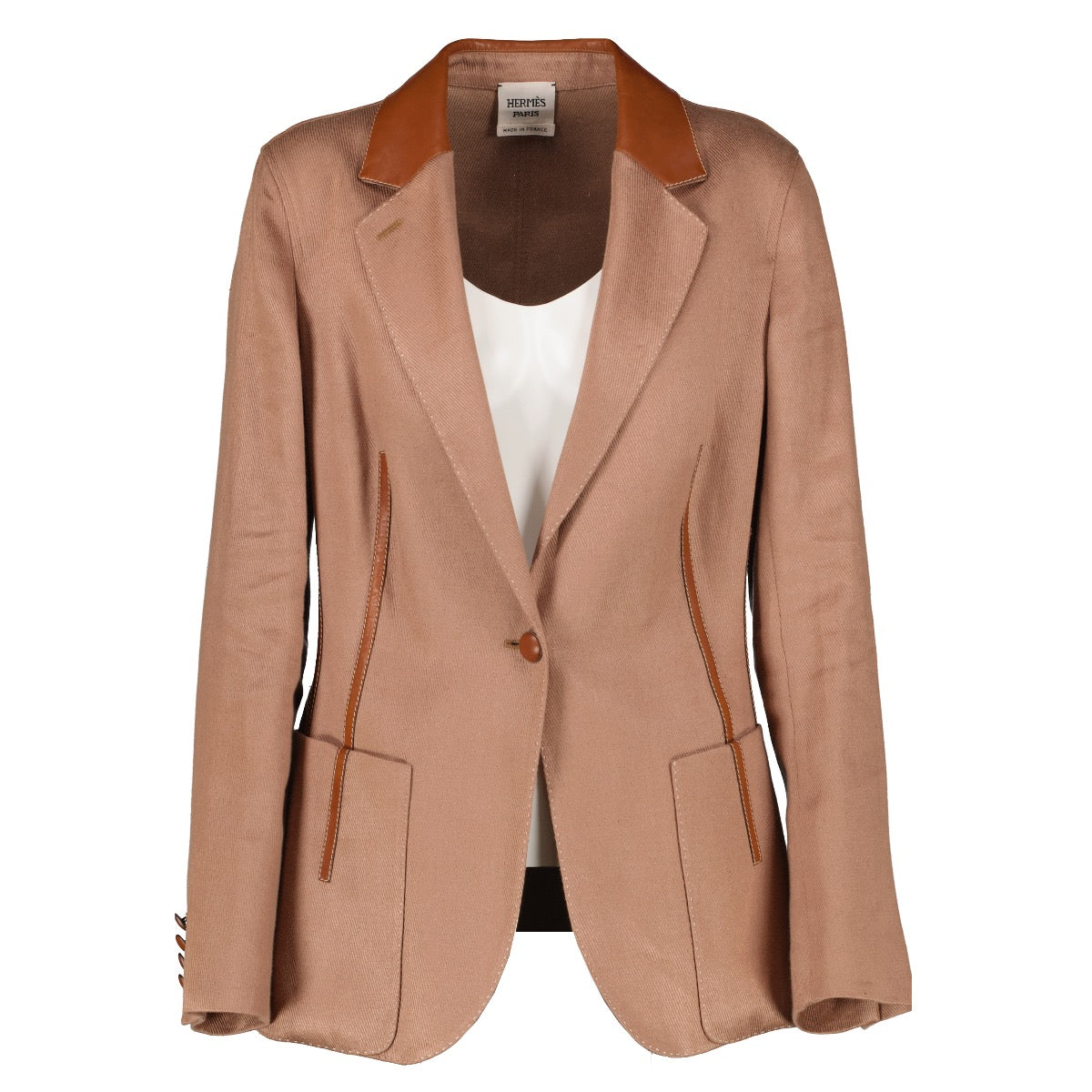 Hermès Beige and Cognac Leather Blazer aan de beste prijs bij Labellov tweedehands.