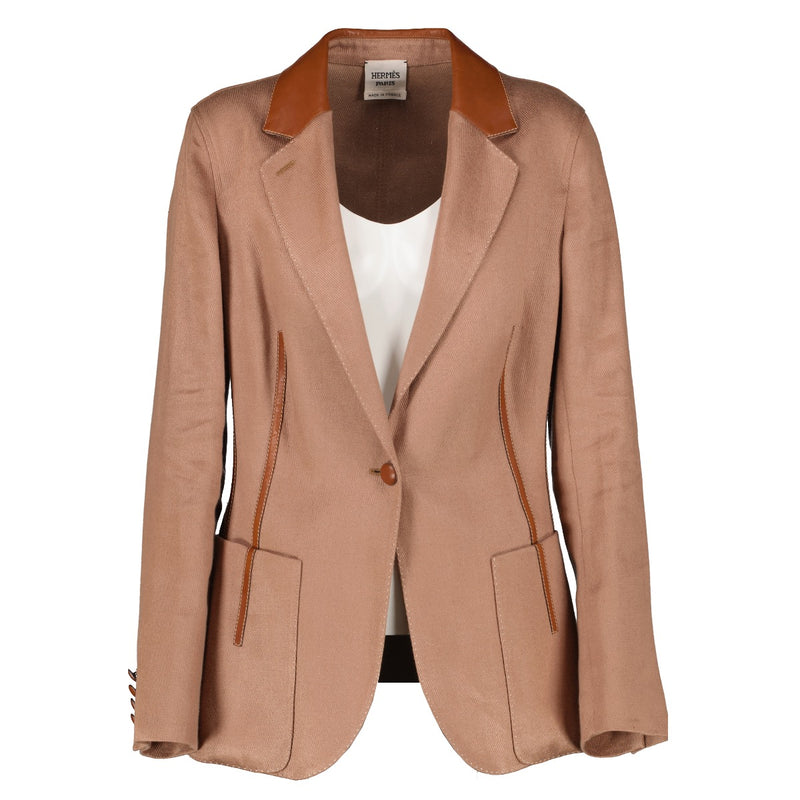Hermès Beige and Cognac Leather Blazer aan de beste prijs bij Labellov tweedehands.