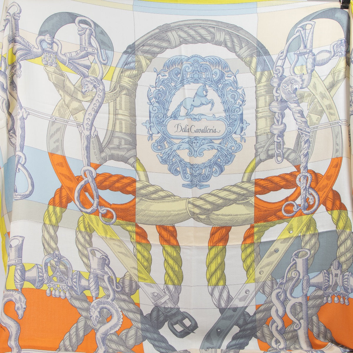 Shop safe online at Labellov in Antwerp, Brussels and Knokke this 100% authentic second hand Hermès Multicolor Cashmere/Silk Della Cavalleria Shawl