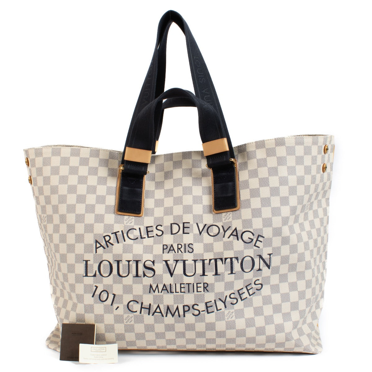 Shop safe online at Labellov in Antwerp, Brussels and Knokke this 100% authentic second hand Louis Vuitton Damier Azur Beach Cabas GM Bag