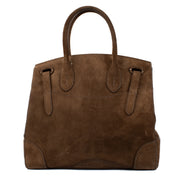 Shop safe online at Labellov in Antwerp, Brussels and Knokke this 100% authentic second hand designer Ralph Lauren Brown Suede Ricky 33 Top Handle Bag