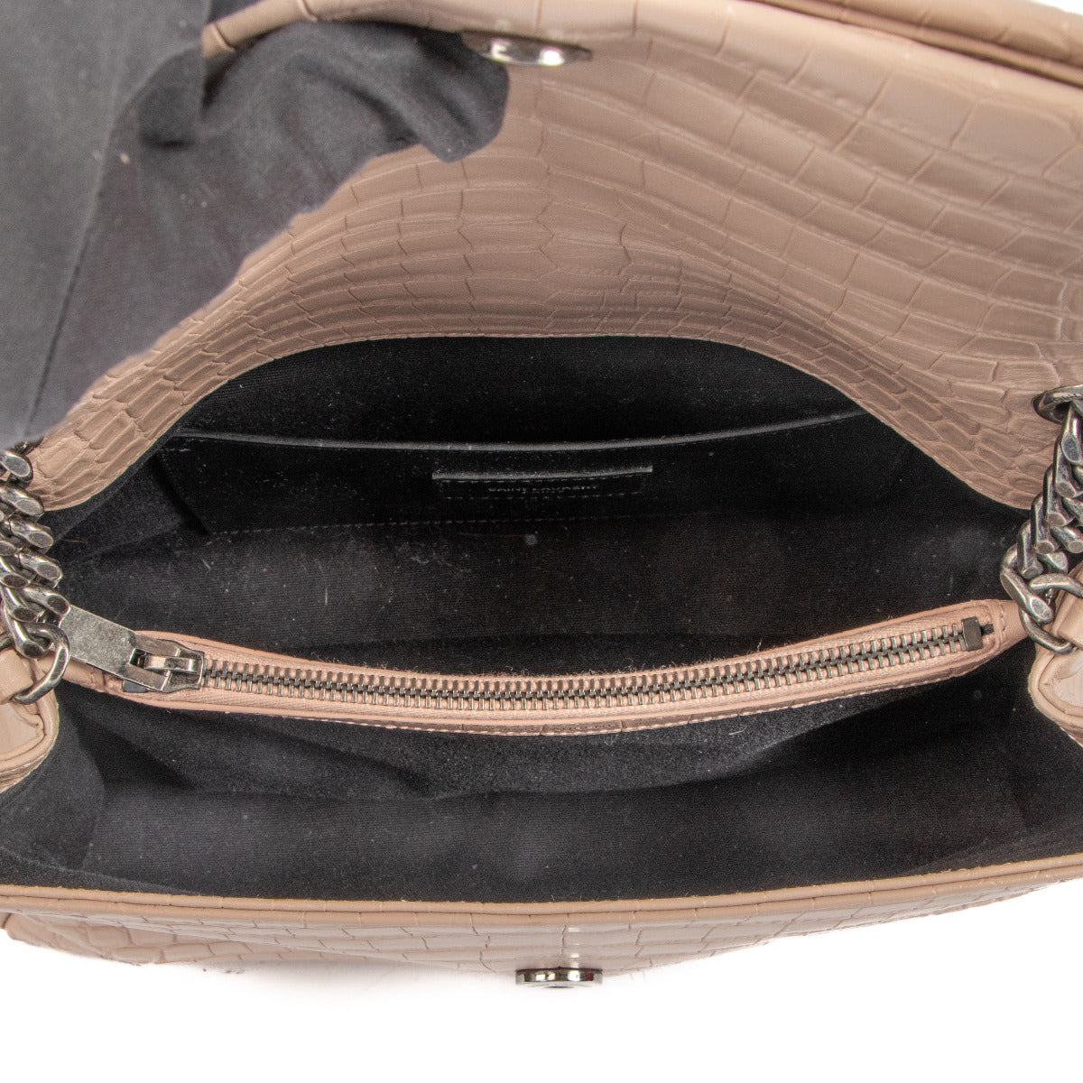 Saint Laurent Blush Croco Embossed West Hollywood Shoulder Bag