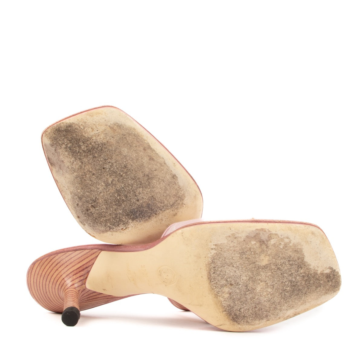 Buy authentic Chanel Pink CC Sandals - Size 37 1/2 on LabelLov.com