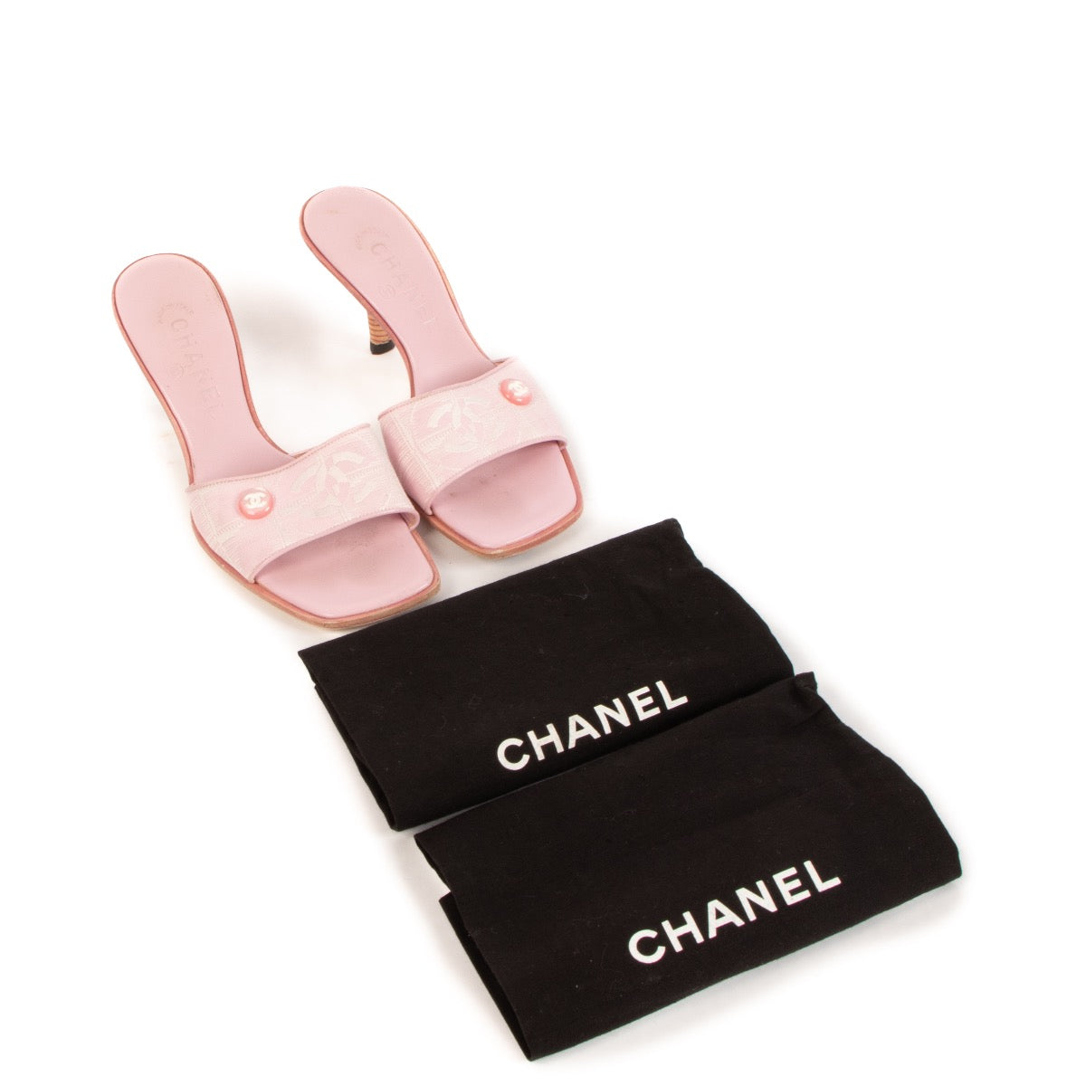 Buy authentic Chanel Pink CC Sandals - Size 37 1/2 on LabelLov.com