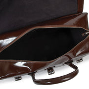 Shop safe online at Labellov in Antwerp this 100% authentic second hand Dries Van Noten Brown Patent Leather Travel Bag