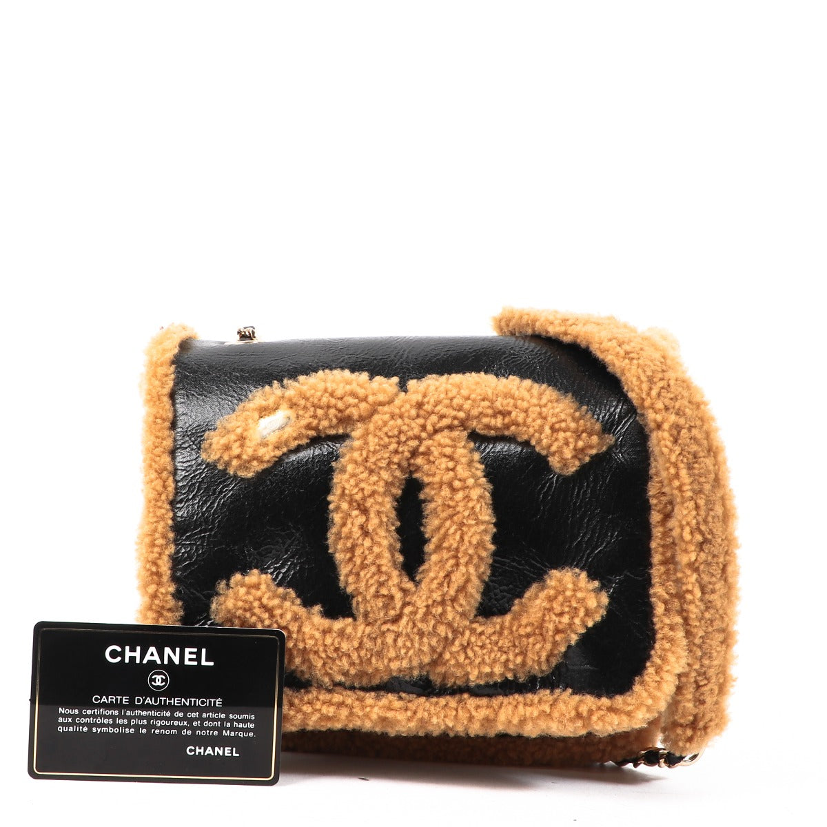 Chanel Crumpled Sheepskin Shearling CC Mania Flap Bag