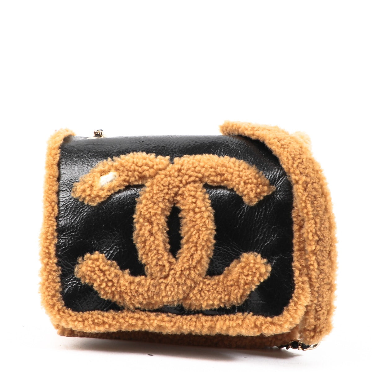 Chanel Crumpled Sheepskin Shearling CC Mania Flap Bag