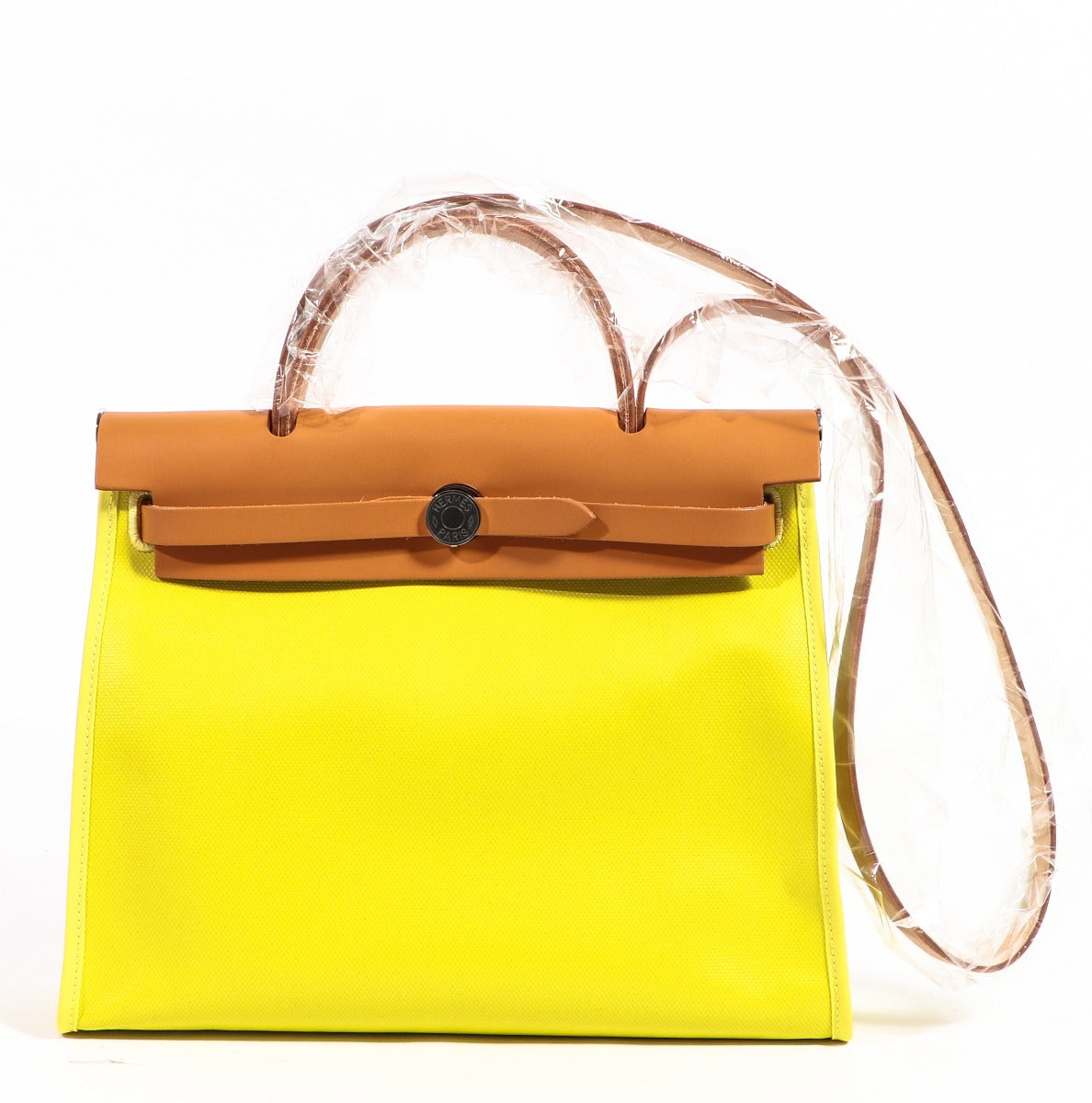Hermès Herbag Zip 31 Lime & Fauve Toile Berline & Vache Hunter