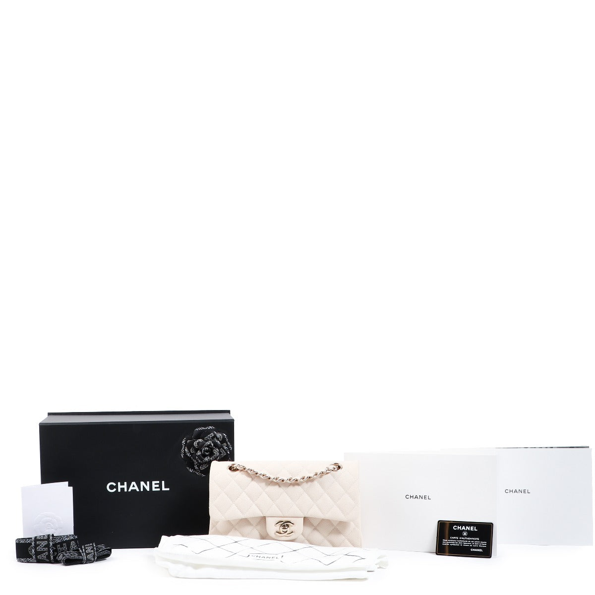Chanel Ivory Caviar Small Classic Flap Bag